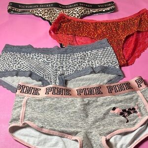 Victoria's Secret and PINK Panty Trio - Leopard, Red, Gray